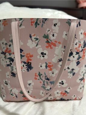 Indigo Pink Floral Tote with Dual Shoulder Straps